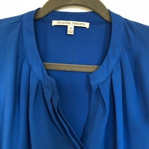 Collective concepts bright blue sleeveless blouse